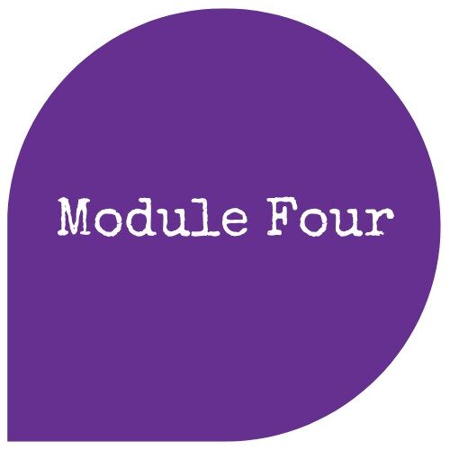 Purple speach bubble - module four