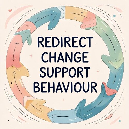 Circle graph with text - redirect, change, support behaviour business coaching